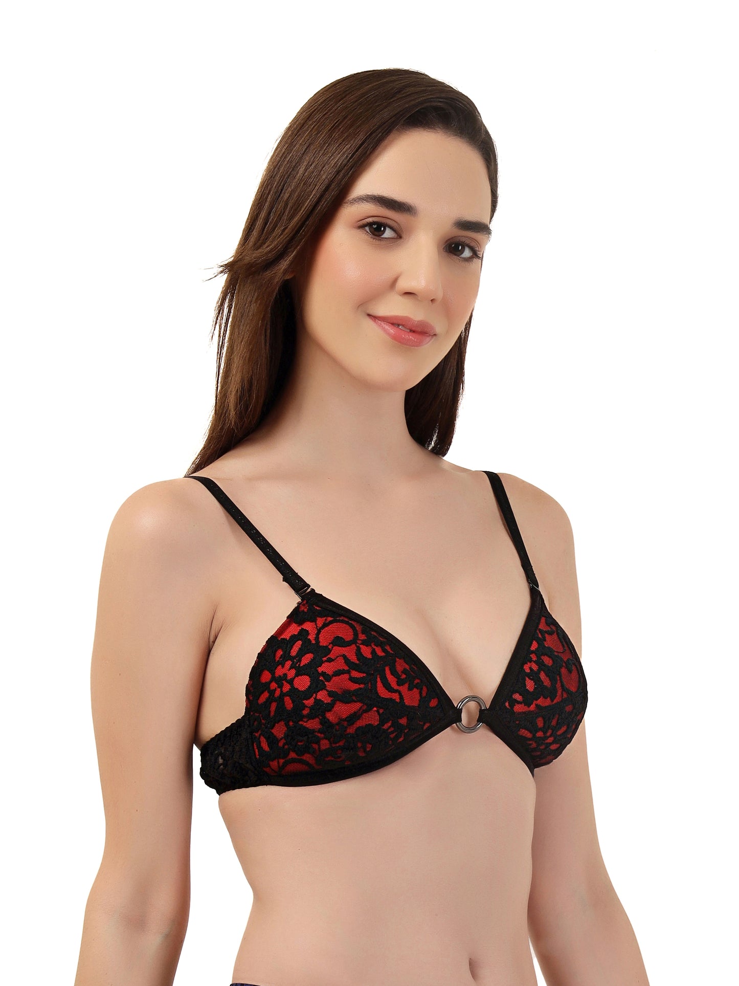 Luxury Lace Support Bra with Metallic Touch