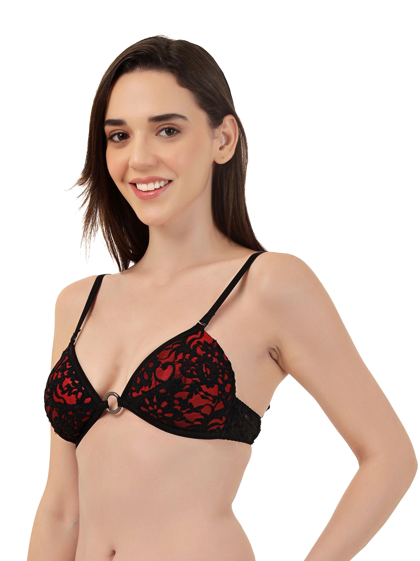 Luxury Lace Support Bra with Metallic Touch