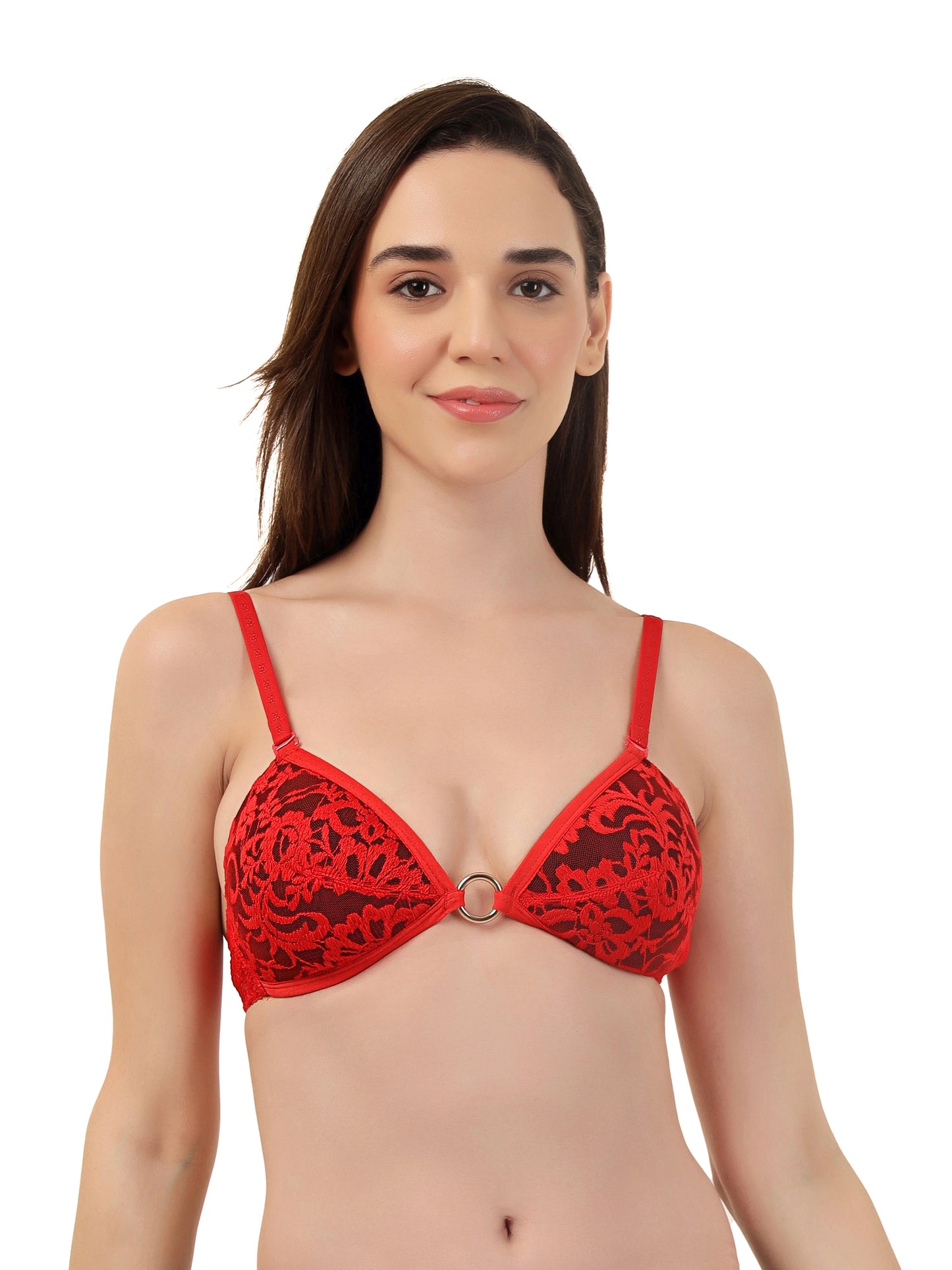 Luxury Lace Support Bra with Metallic Touch