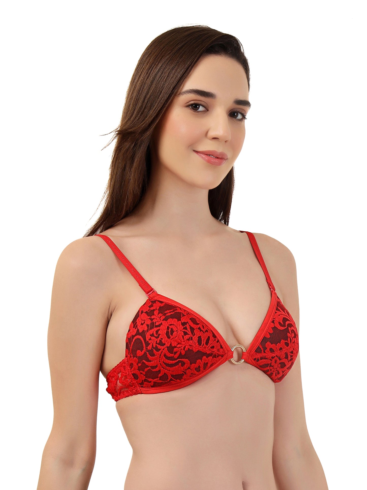 Luxury Lace Support Bra with Metallic Touch