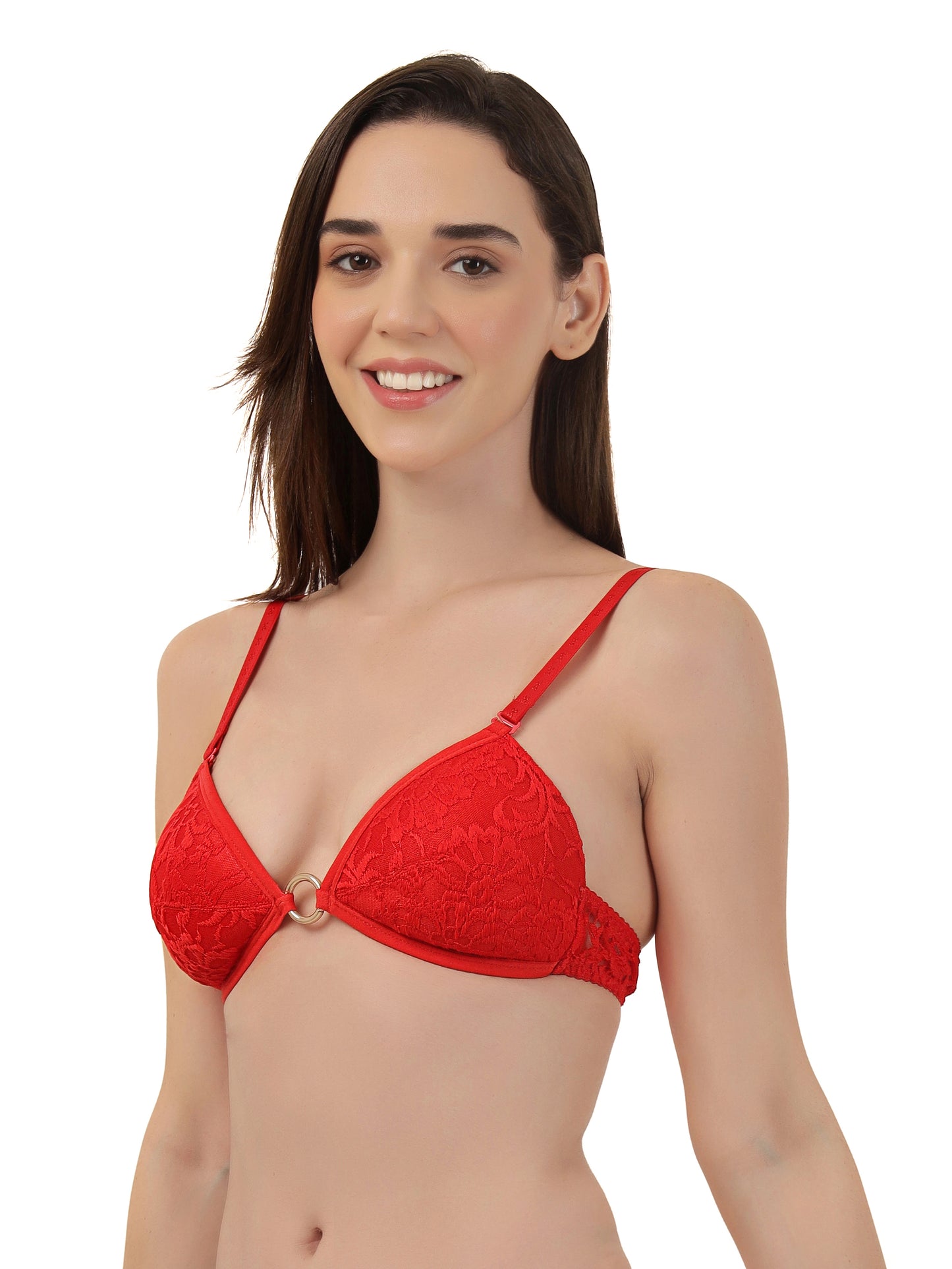 Luxury Lace Support Bra with Metallic Touch