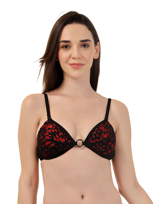 Luxury Lace Support Bra with Metallic Touch