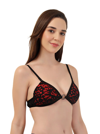 Luxury Lace Support Bra with Metallic Touch