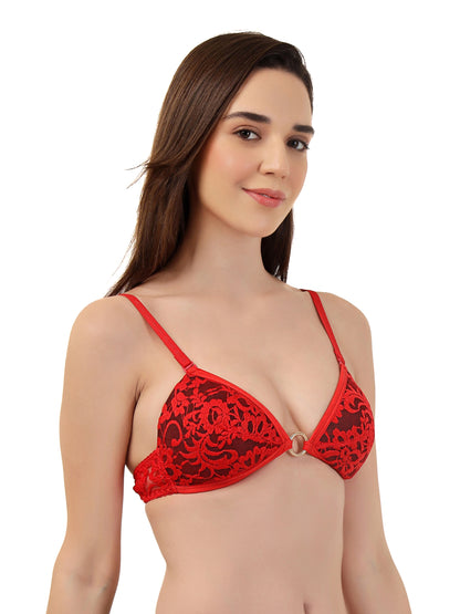 Luxury Lace Support Bra with Metallic Touch