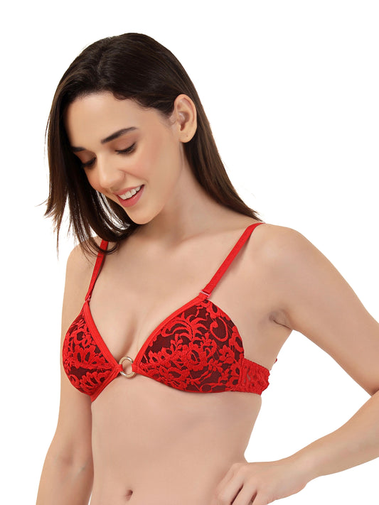 Luxury Lace Support Bra with Metallic Touch