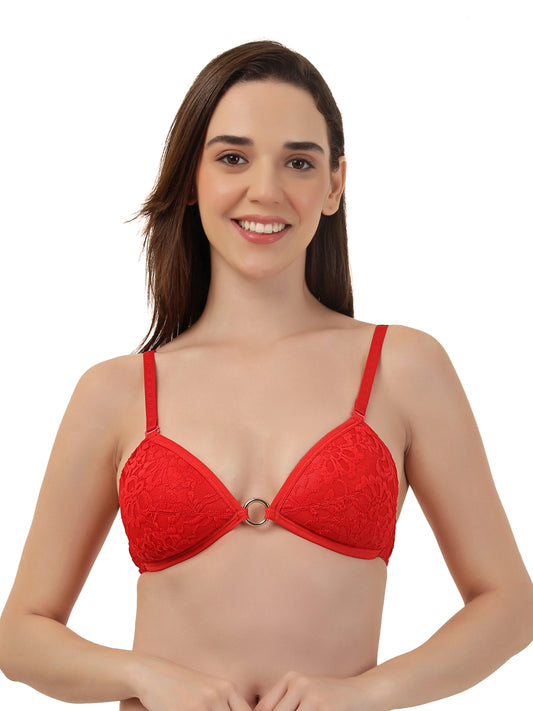 Luxury Lace Support Bra with Metallic Touch