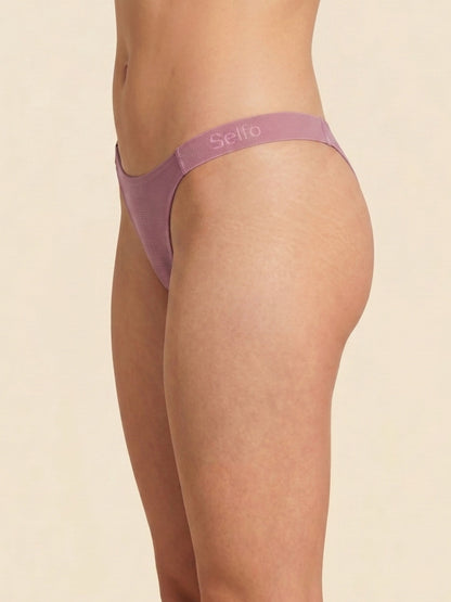 Elastic Microwaffle Textured Nylon Thong
