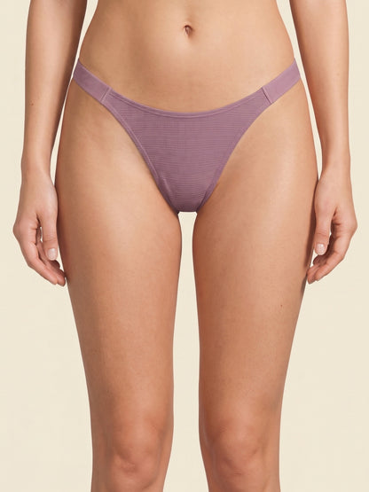 Elastic Microwaffle Textured Nylon Thong