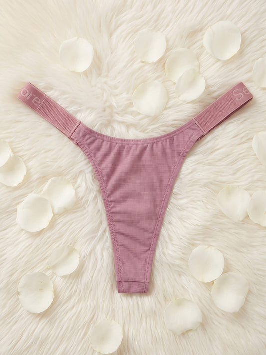Elastic Microwaffle Textured Nylon Thong