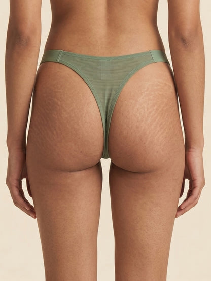 Elastic Microwaffle Textured Nylon Thong