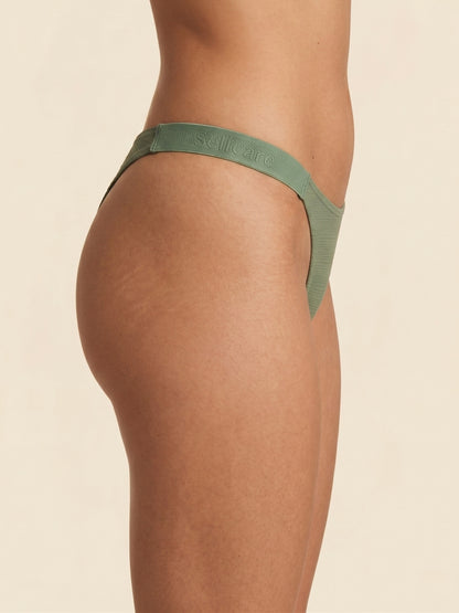 Elastic Microwaffle Textured Nylon Thong