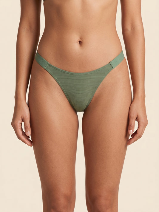 Elastic Microwaffle Textured Nylon Thong