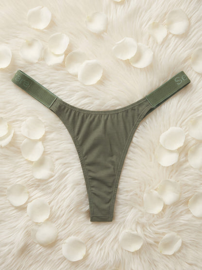 Elastic Microwaffle Textured Nylon Thong