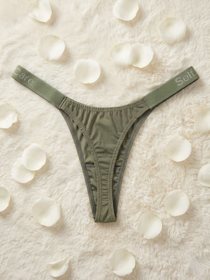 Elastic Microwaffle Textured Nylon Thong